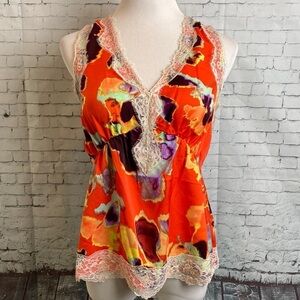 RM Rebecca Minkoff NWT Floral Lace Sleeveless Babydoll Camisole Top M 90’s Y2K